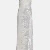 Adeline Sequin Backless Evening Gown in Silver