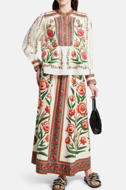 Ainika Delicate Floral Cotton Blouse in White
