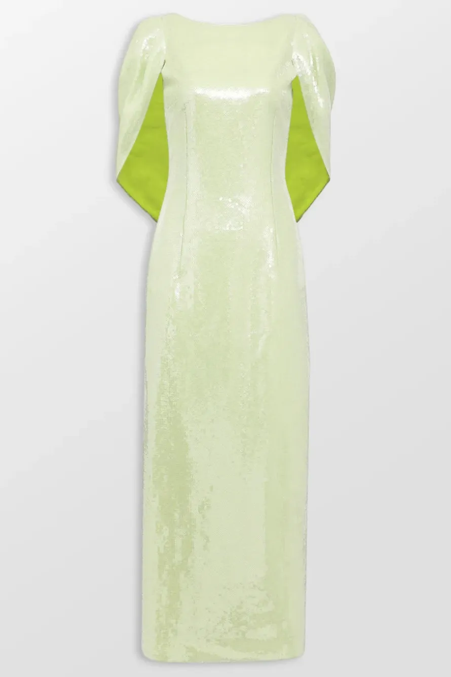 Alba Cape-Effect Sequined Crepe Midi Dress