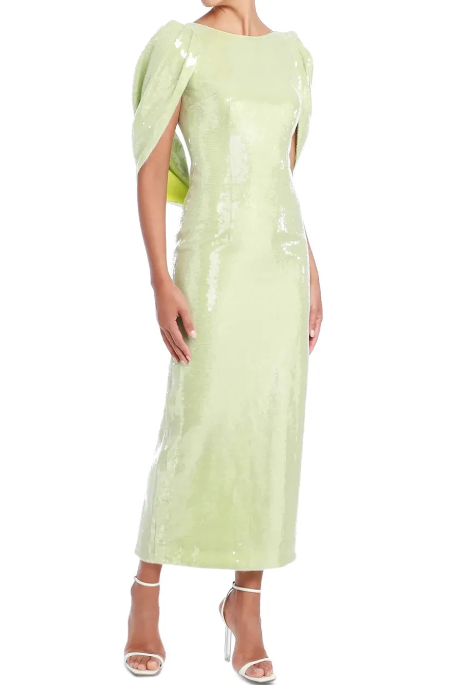 Alba Cape-Effect Sequined Crepe Midi Dress