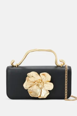 Alessia Floral Clutch Bag in Black and Gold