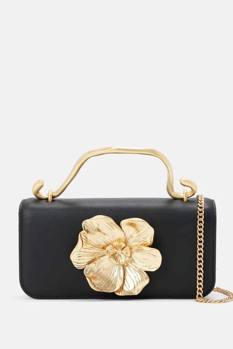 Alessia Floral Clutch Bag in Black and Gold