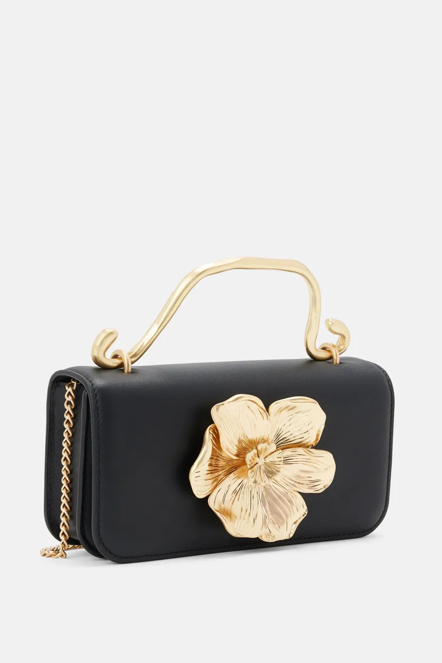Alessia Floral Clutch Bag in Black and Gold