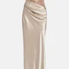 Alexandra Off Shoulder Sequin Evening Dress in Cream and Gold