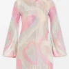 A-Line Crystal Hearts Mini Dress