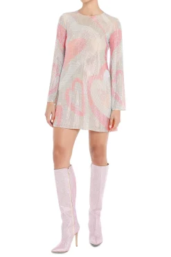 A-Line Crystal Hearts Mini Dress