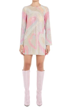 A-Line Crystal Hearts Mini Dress