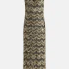 Apolline Cap Sleeve Embellished Evening Dress in Black/ Gold