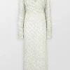 Asha V Neck Long Sleeve Evening Maxi Dress