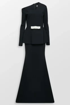 Asymmetrical Peplum Mermaid Flounce Evening Gown