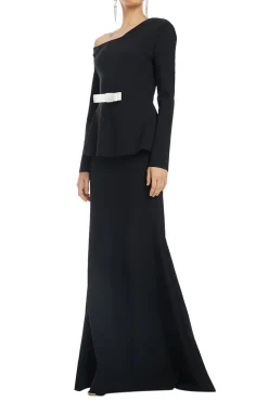 Asymmetrical Peplum Mermaid Flounce Evening Gown