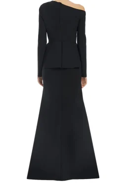 Asymmetrical Peplum Mermaid Flounce Evening Gown
