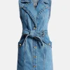 Balance Sleeveless Denim Cotton Mini Dress in Blue