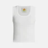 Banana Embroidered Cotton Tank Top in White