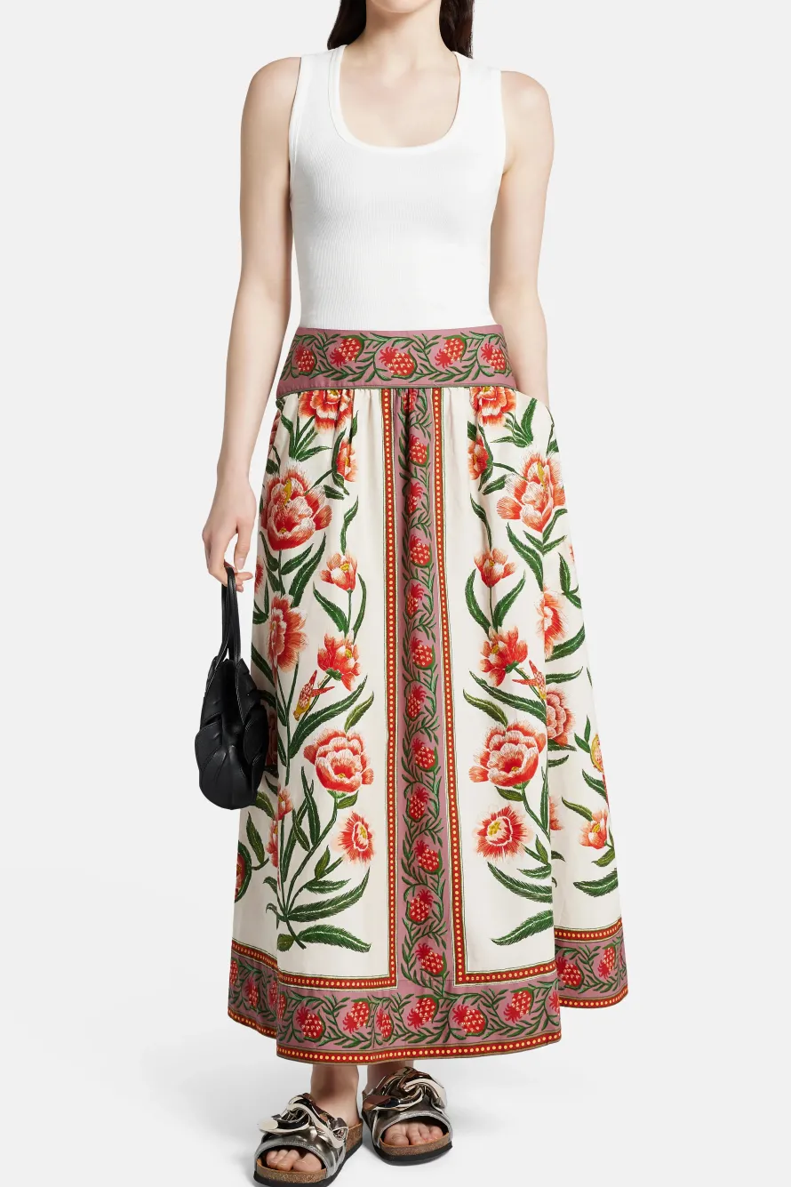 Banana Embroidered Cotton Tank Top in White