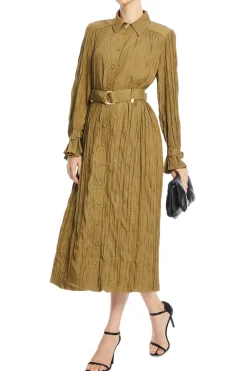 Bays Crushed Pleats Midi Dress