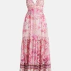 Bead Strap Gathered Panel Maxi Dress