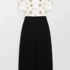 Bi Color Crystal Embellished Evening Dress