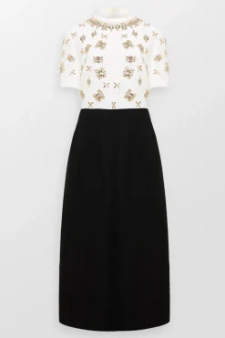 Bi Color Crystal Embellished Evening Dress