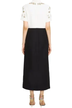 Bi Color Crystal Embellished Evening Dress