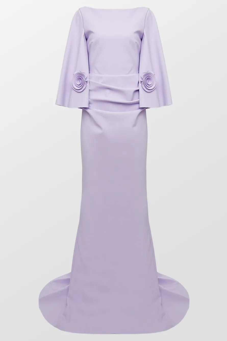 Boatneck Applique Evening Gown