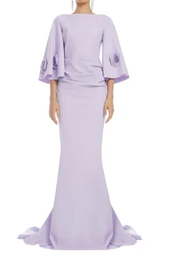 Boatneck Applique Evening Gown