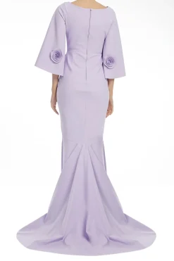 Boatneck Applique Evening Gown