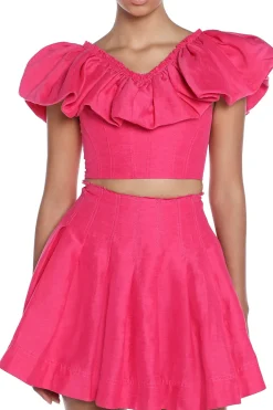 Bubble Flounce Cropped Top