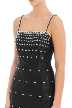 Bustier Midi Dress With Crystal Details & Feathers