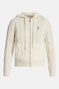 Cable Knit Cashmere Hoodie Zip Jacket