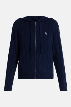 Cable Knit Cashmere Hoodie Zip Jacket