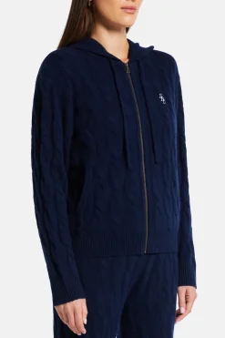 Cable Knit Cashmere Hoodie Zip Jacket