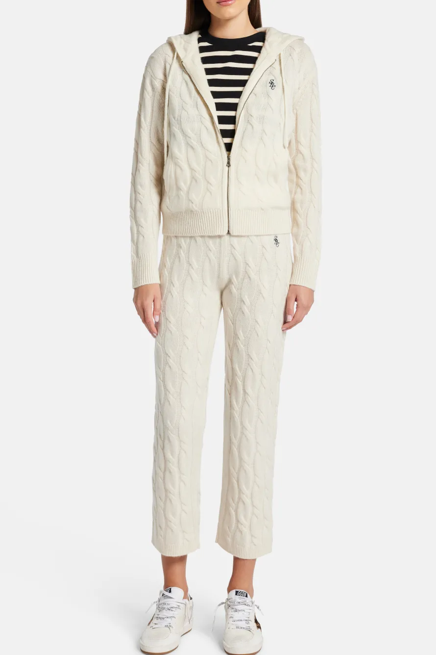 Cable Knit Cashmere Hoodie Zip Jacket