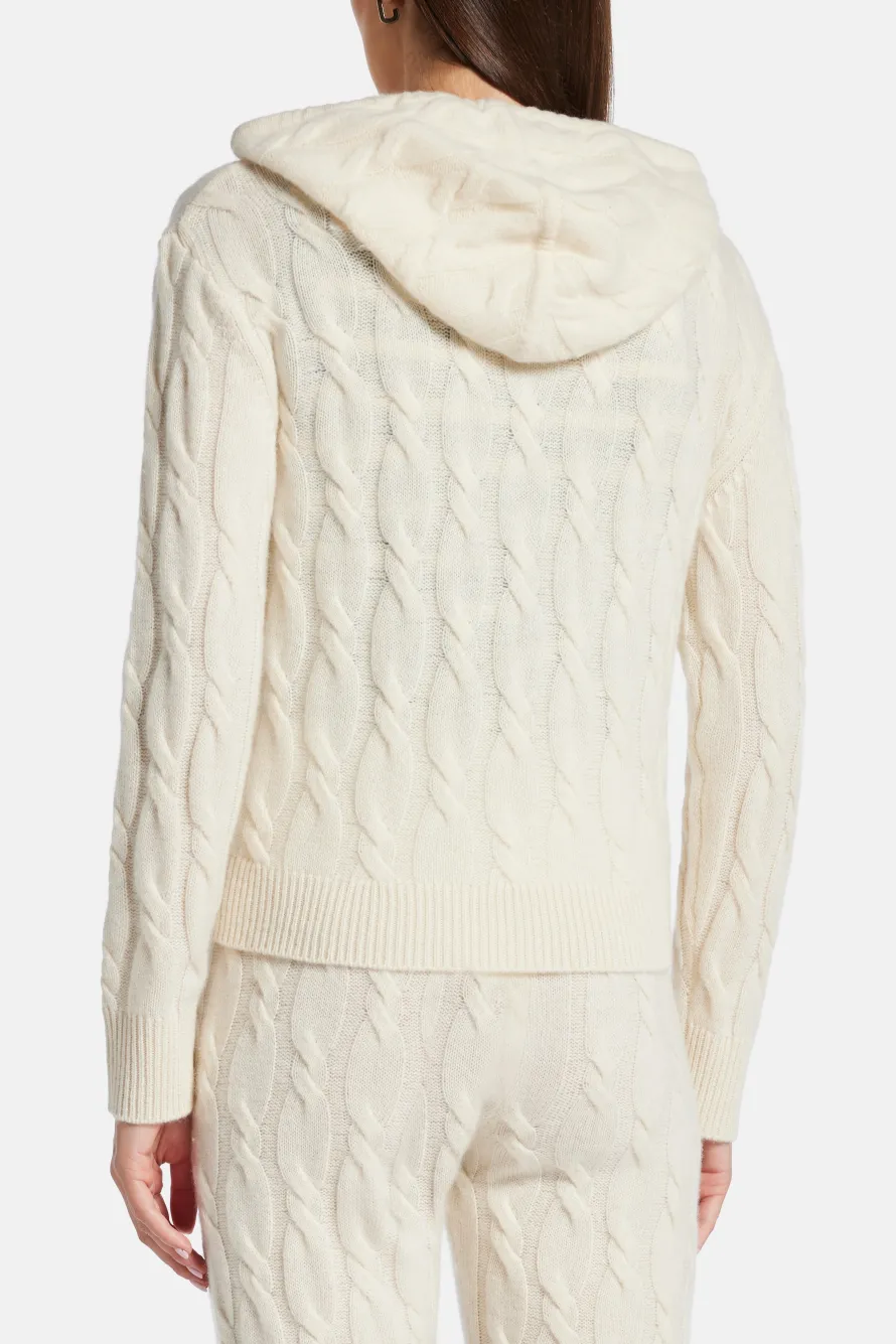 Cable Knit Cashmere Hoodie Zip Jacket
