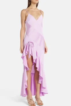 Camps Bay Solid Charmeuse Mallee Bow Maxi Dress in Pink