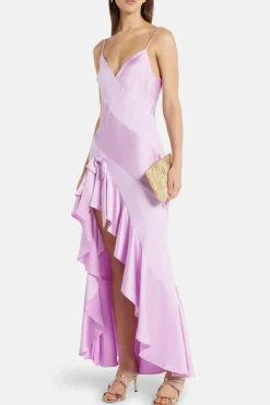 Camps Bay Solid Charmeuse Mallee Bow Maxi Dress in Pink