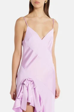 Camps Bay Solid Charmeuse Mallee Bow Maxi Dress in Pink