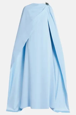 Cape Evening Gown With Brooch Detail