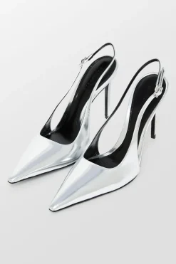 Caroline Metallic Sling Back Pointed Toe Heels