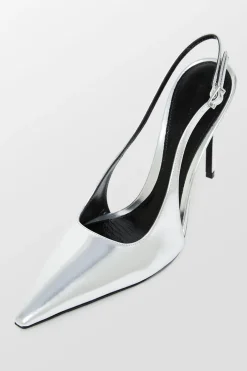 Caroline Metallic Sling Back Pointed Toe Heels