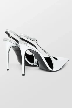 Caroline Metallic Sling Back Pointed Toe Heels