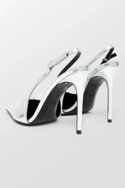 Caroline Metallic Sling Back Pointed Toe Heels