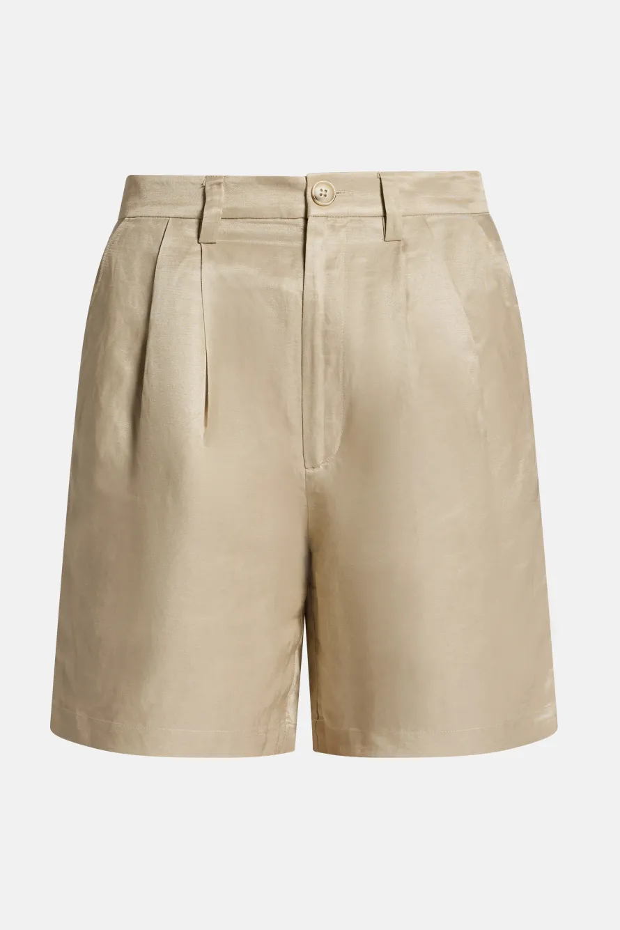 Carrie Linen Blend Shorts in Beige