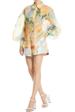 Celeste Floral Balloon Sleeves Blouse