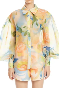 Celeste Floral Balloon Sleeves Blouse