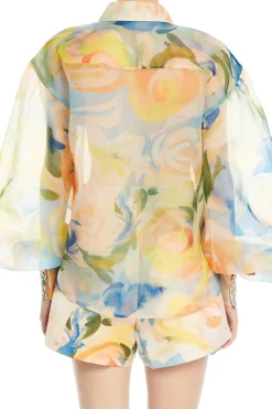 Celeste Floral Balloon Sleeves Blouse