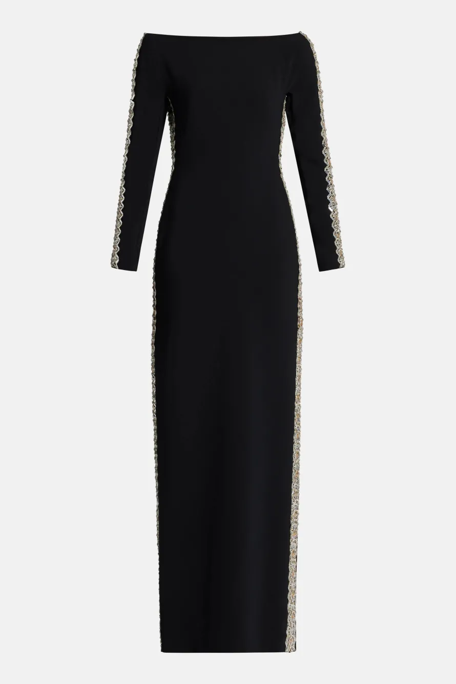Charisma Embellished Evening Gown in Black