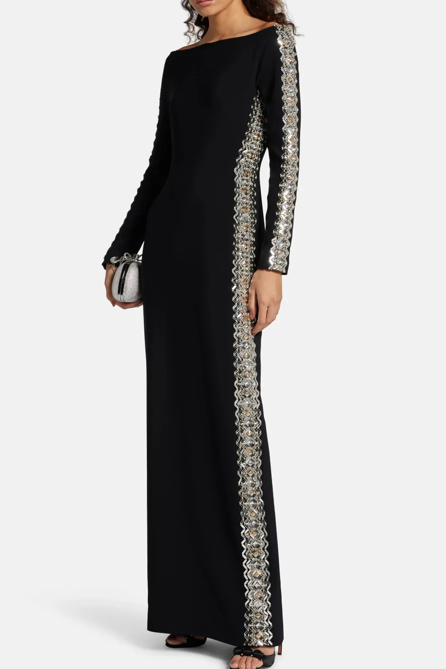 Charisma Embellished Evening Gown in Black