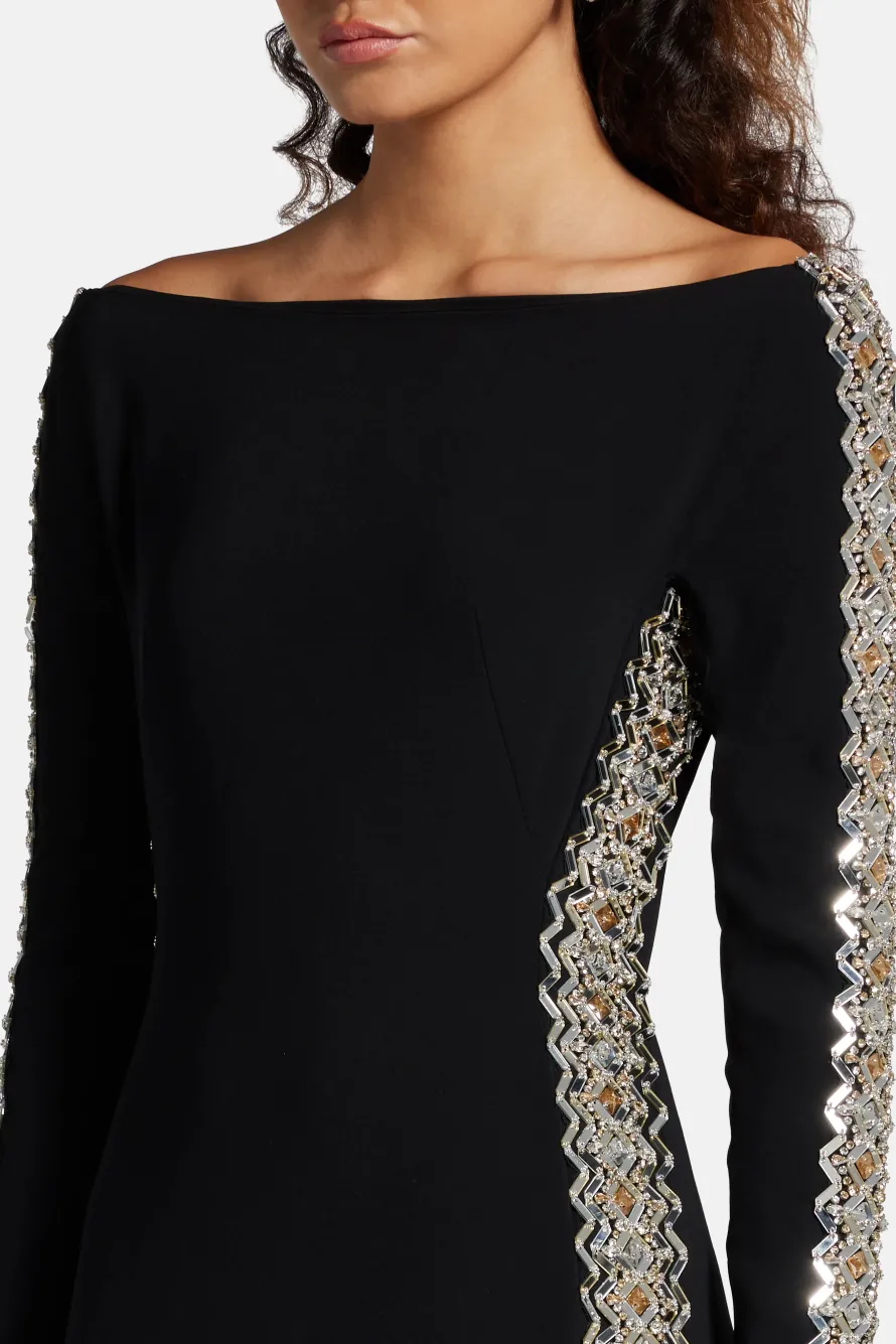 Charisma Embellished Evening Gown in Black