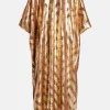 Chevron V Neck Kaftan in Gold